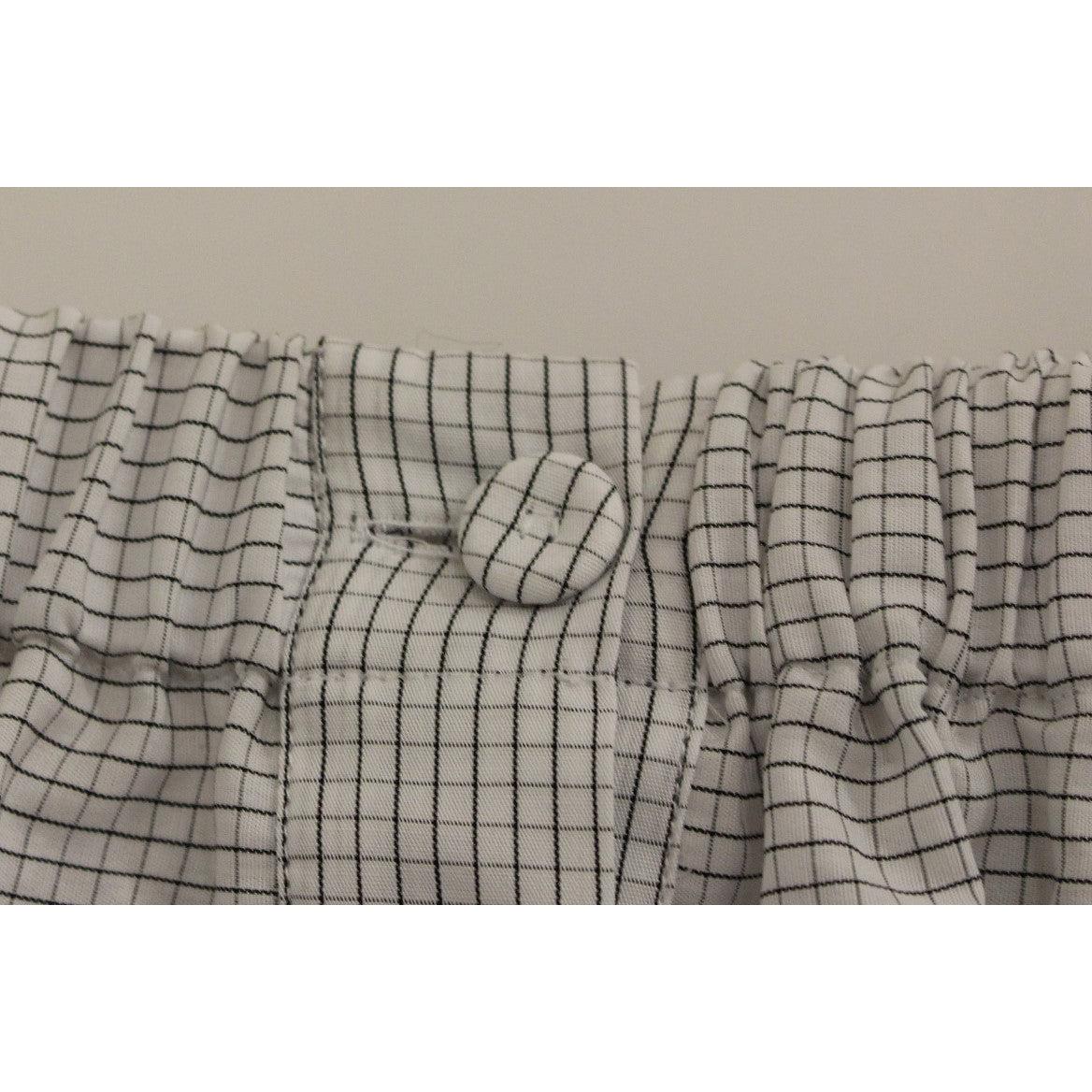 White Cotton Checkered Stretch Skirt - coffeewithmee2