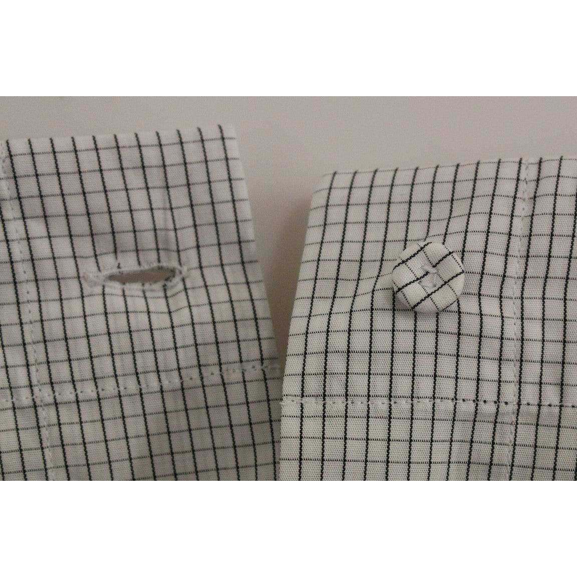 White Checkered Stretch Cotton Shorts - coffeewithmee2