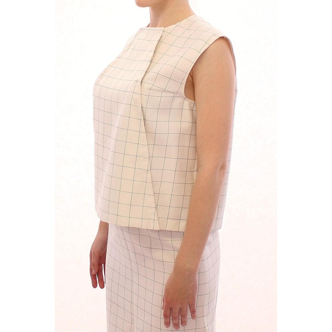 White Cotton Checkered Shirt Top - coffeewithmee2