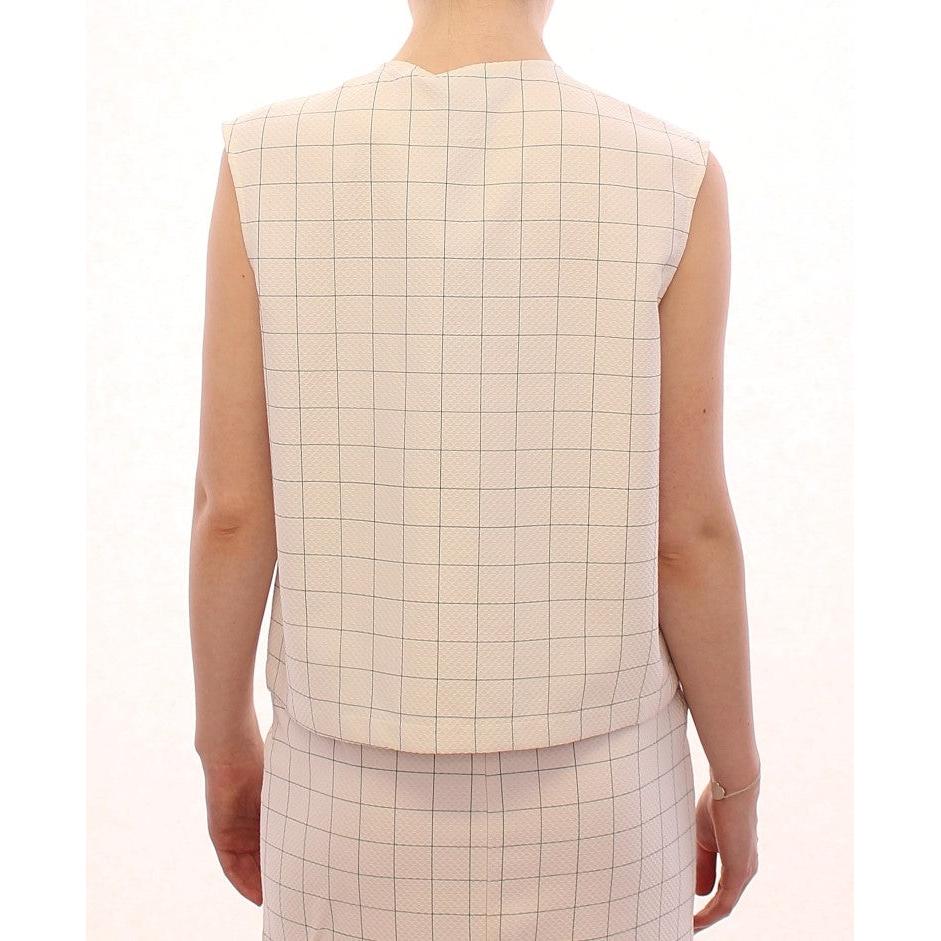 White Cotton Checkered Shirt Top - coffeewithmee2