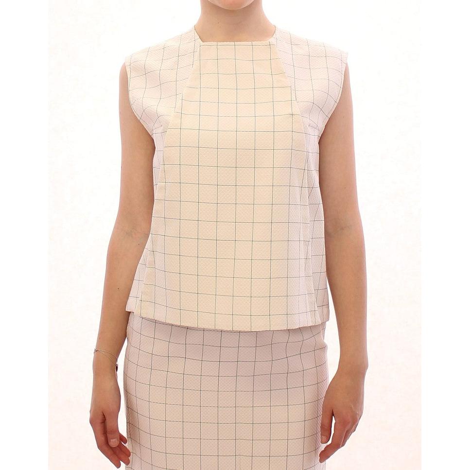 White Cotton Checkered Shirt Top - coffeewithmee2