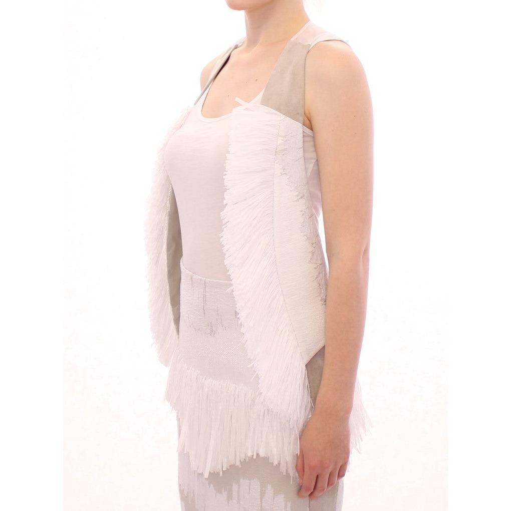 White Lashes Open Back Vest Jacket - coffeewithmee2