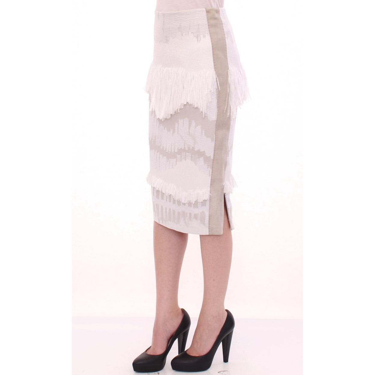 White Acrylic Straight Pencil Skirt - coffeewithmee2
