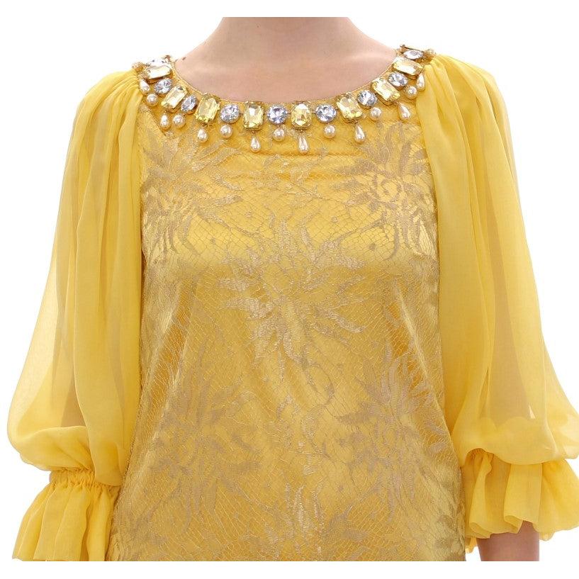 Yellow lace crystal mini dress - coffeewithmee2