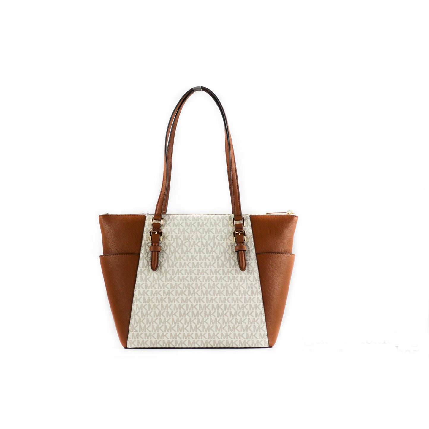 Charlotte Signature Leather Large Top Zip Tote Handbag Bag (Vanilla) - coffeewithmee2