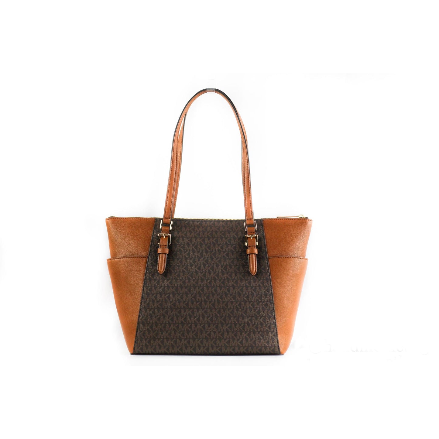 Charlotte Signature Leather Large Top Zip Tote Handbag Bag (Brown) - coffeewithmee2