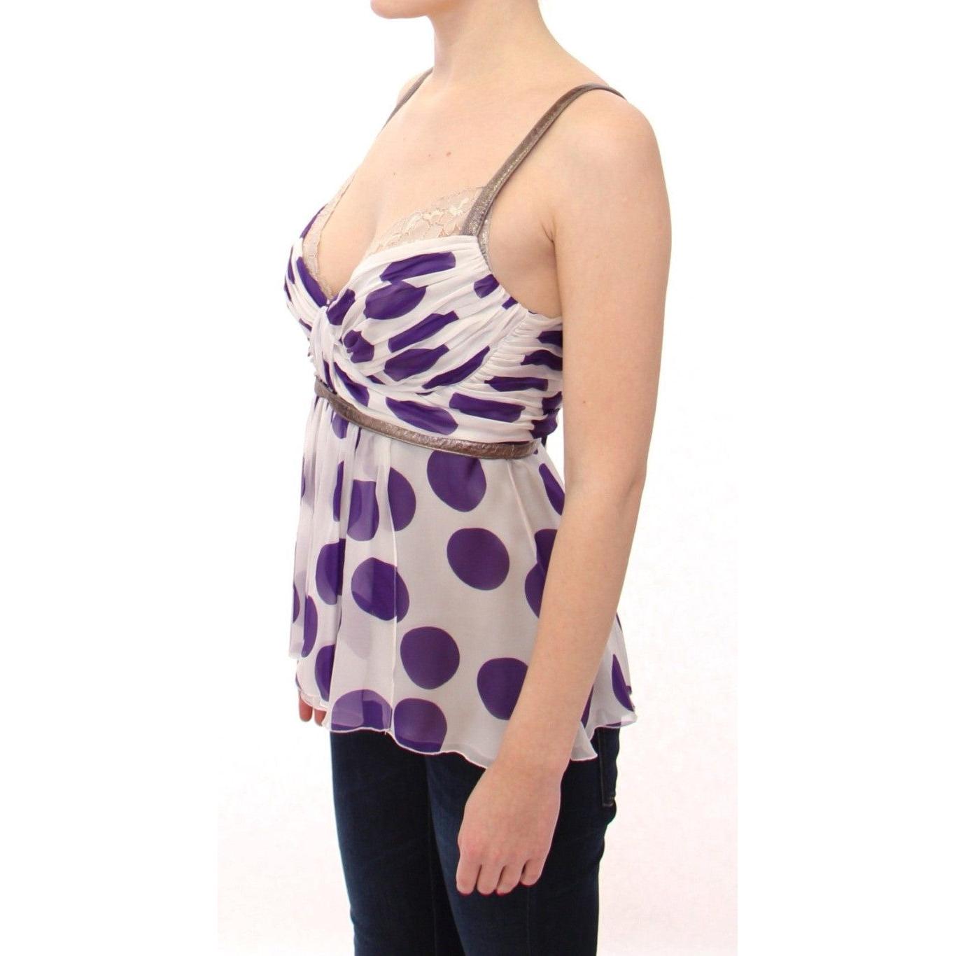 White Purple Silk Lace Blouse - coffeewithmee2
