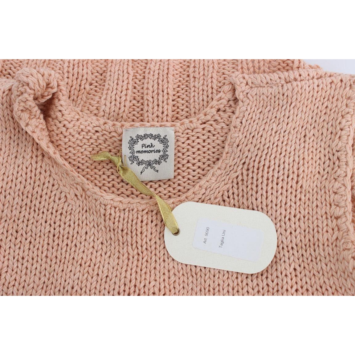 Pink Cotton Blend Knitted Sleeveless Sweater - coffeewithmee2