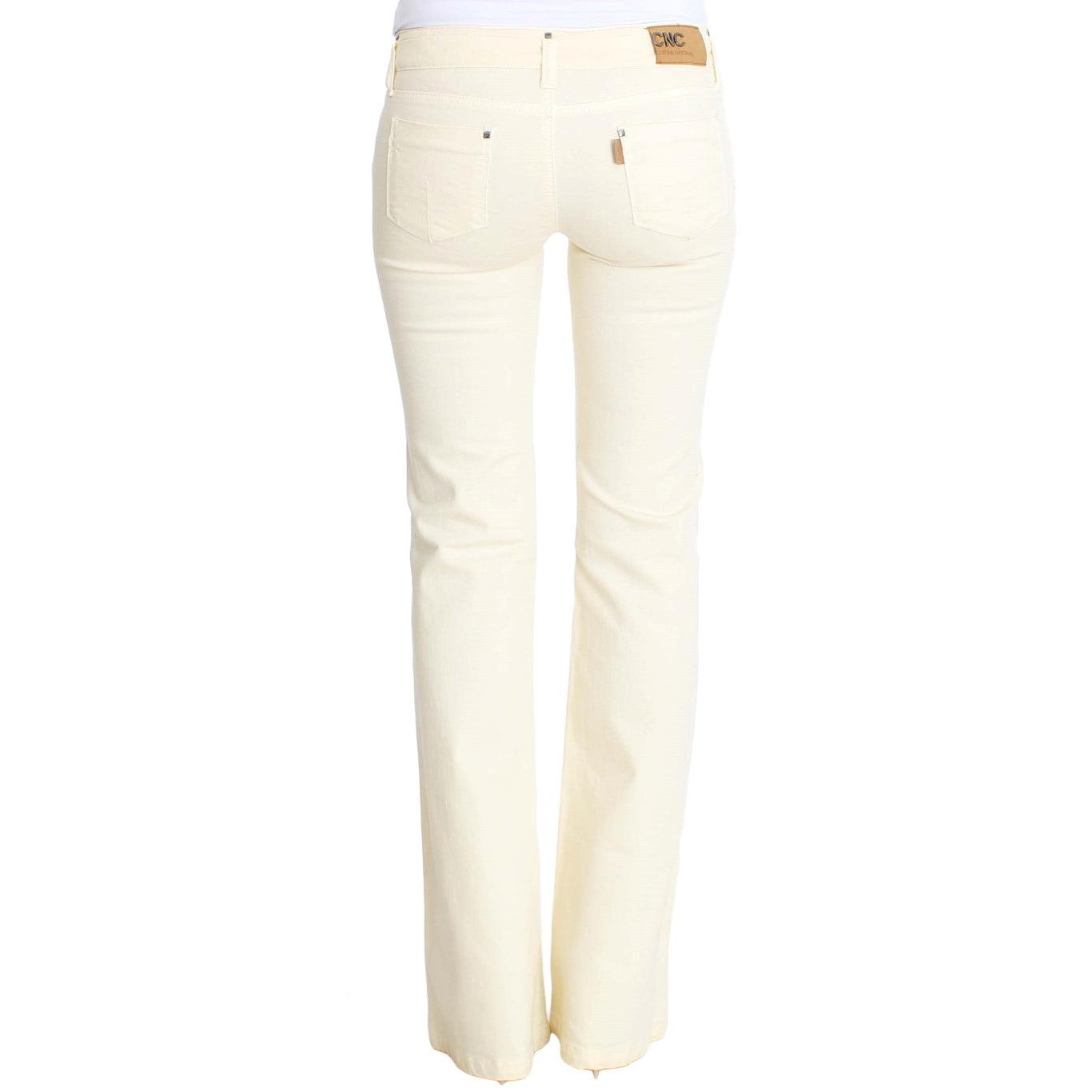 White Cotton Stretch Flare Jeans - coffeewithmee2