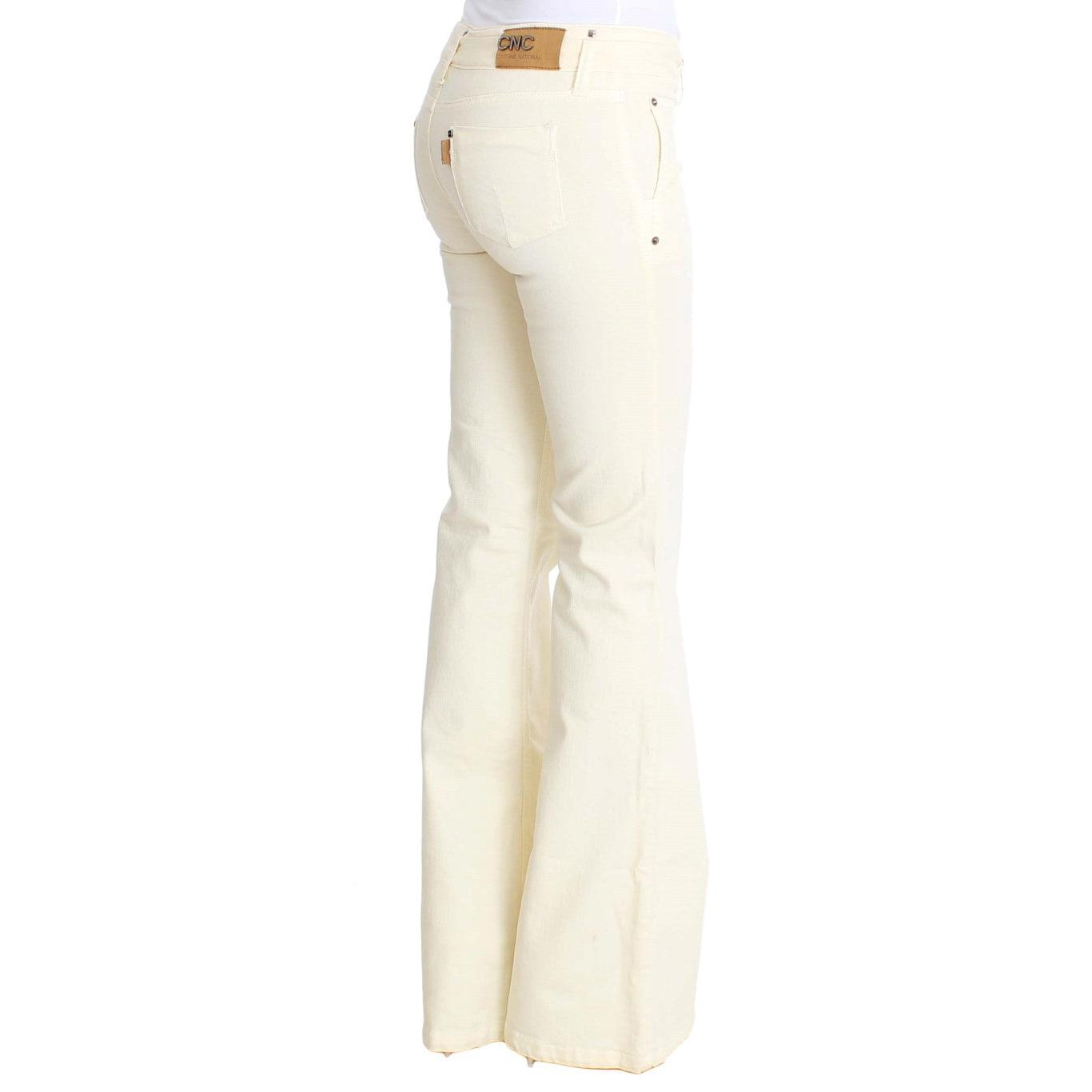 White Cotton Stretch Flare Jeans - coffeewithmee2