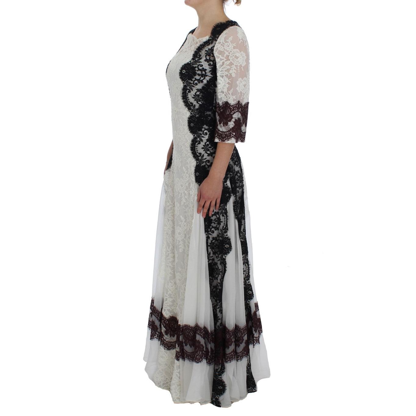White Floral Lace Full Length Gown Dress - coffeewithmee2