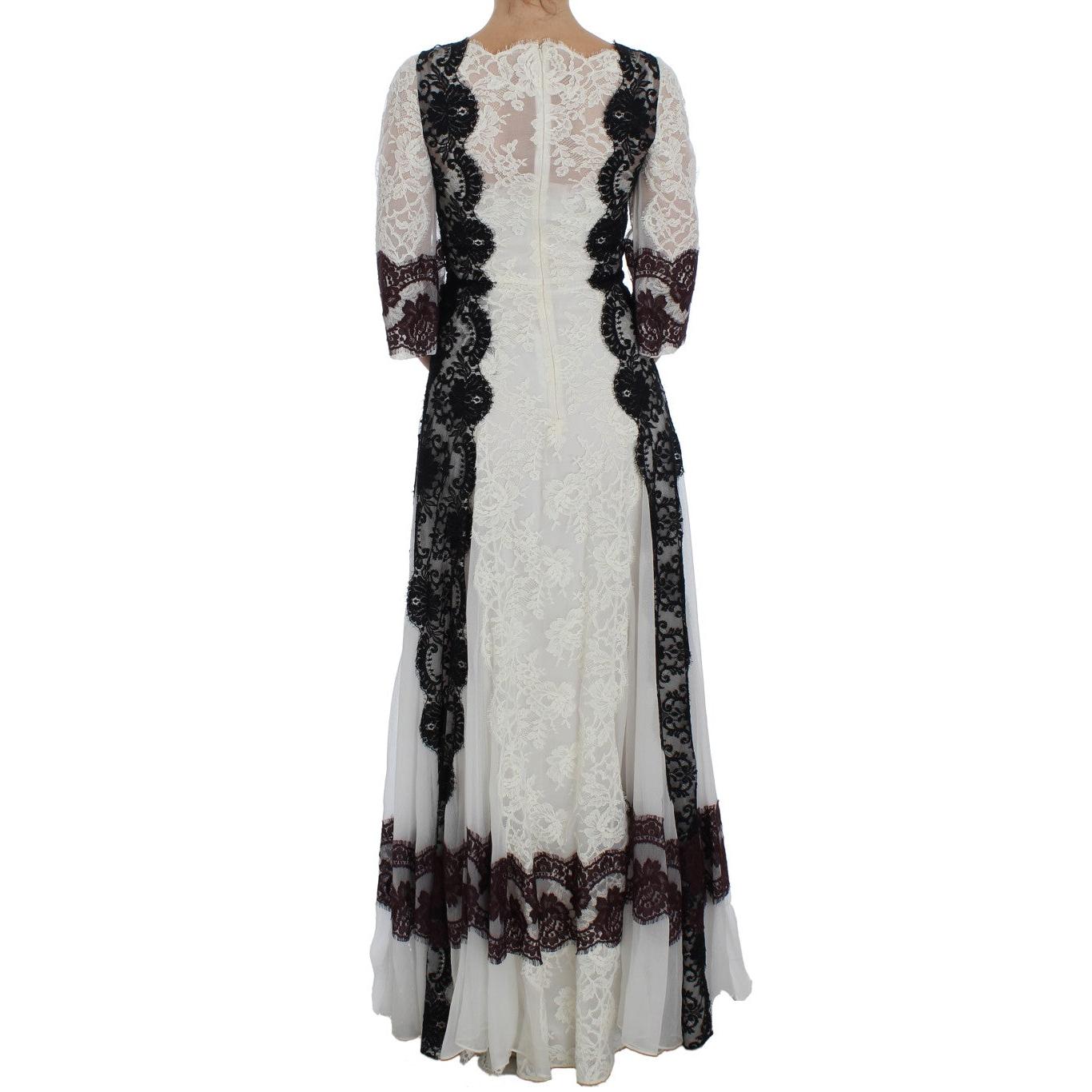 White Floral Lace Full Length Gown Dress - coffeewithmee2