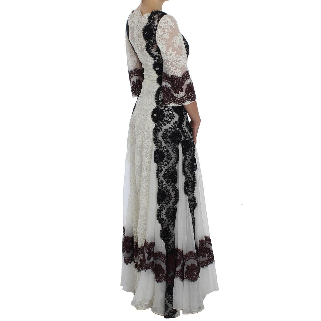 White Floral Lace Full Length Gown Dress - coffeewithmee2