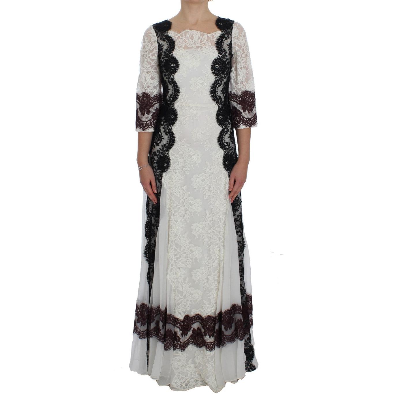 White Floral Lace Full Length Gown Dress - coffeewithmee2