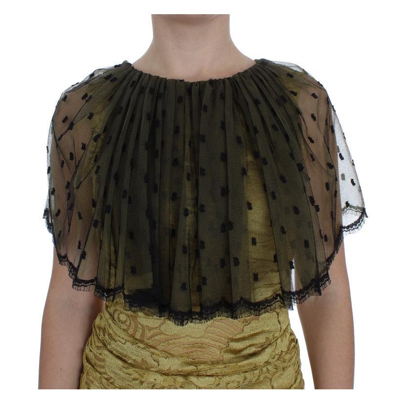 Yellow Black Floral Lace Ricamo Gown Dress - coffeewithmee2