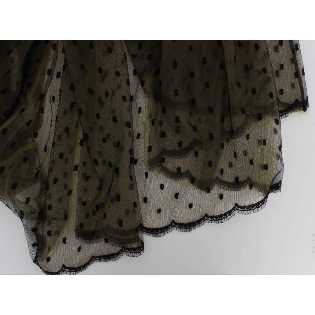 Yellow Black Floral Lace Ricamo Gown Dress - coffeewithmee2