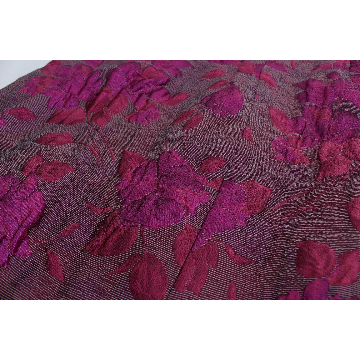 Pink Floral Brocade Sheath Gown Dress - coffeewithmee2