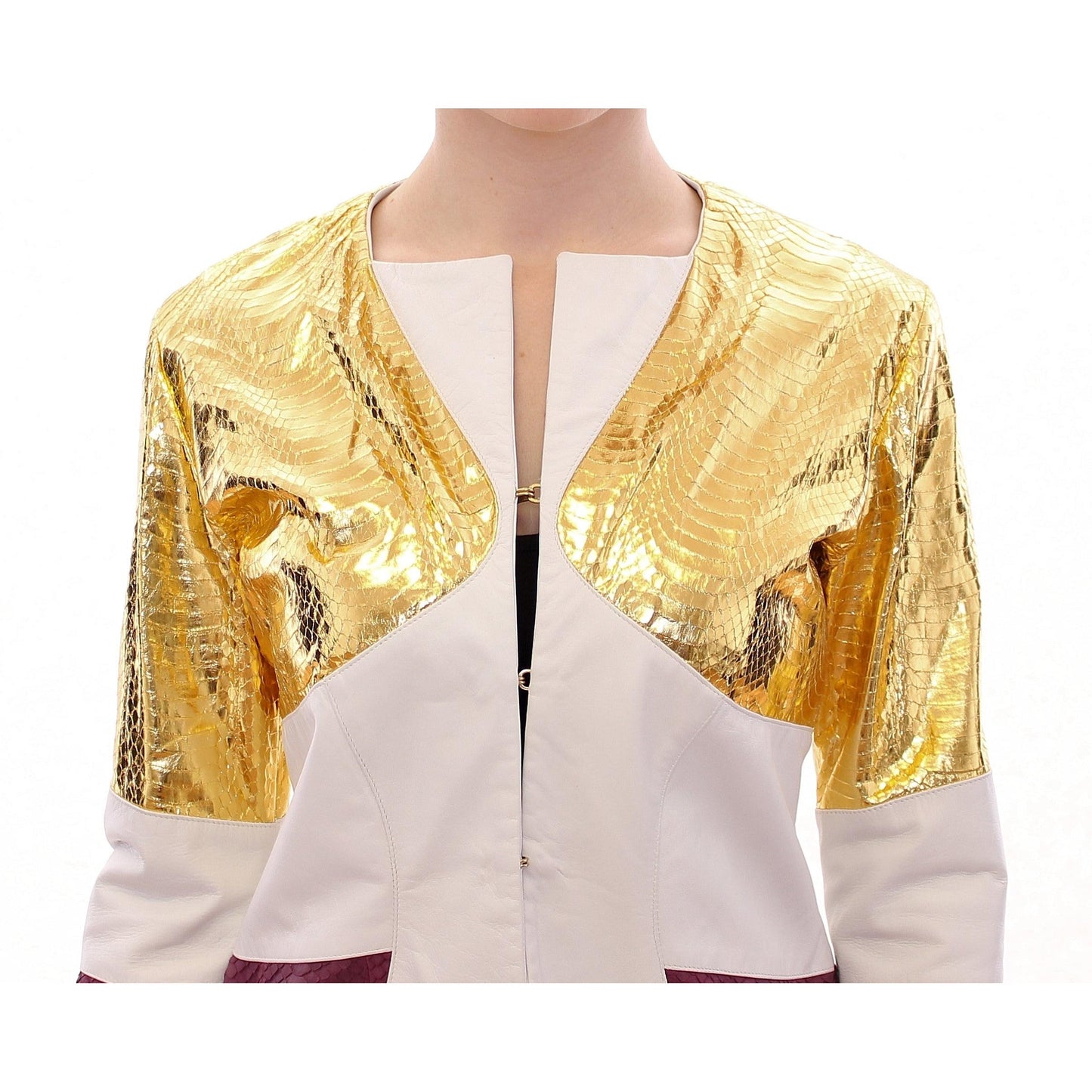White Gold Purple Leather Jacket - coffeewithmee2
