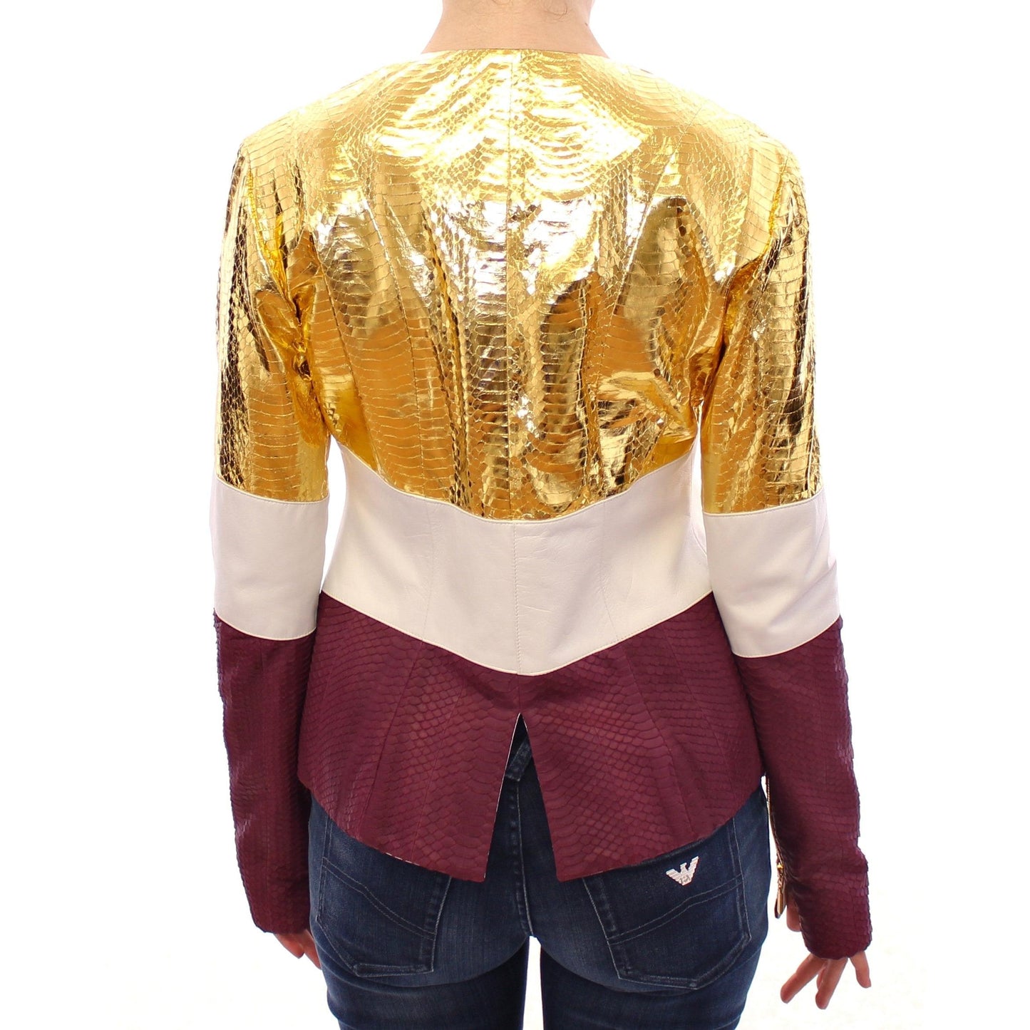 White Gold Purple Leather Jacket - coffeewithmee2