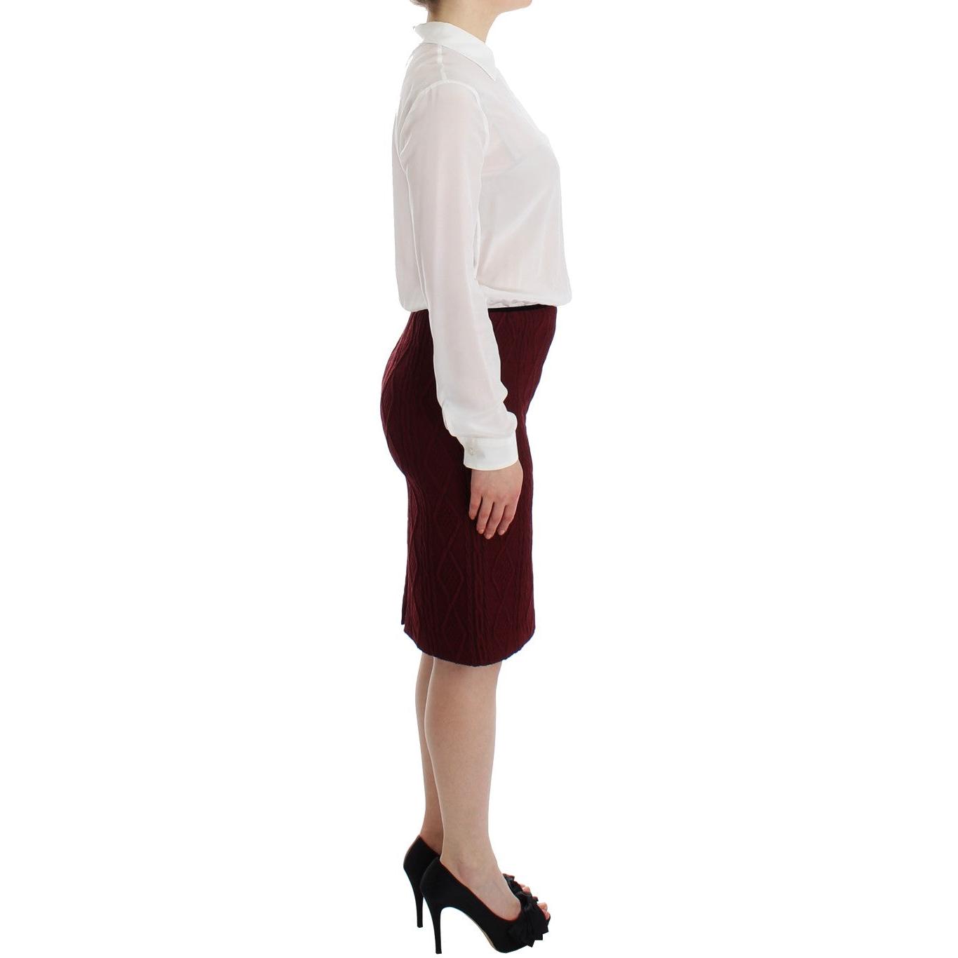 White Red Shirt Long Sleeve Wool Dress - coffeewithmee2