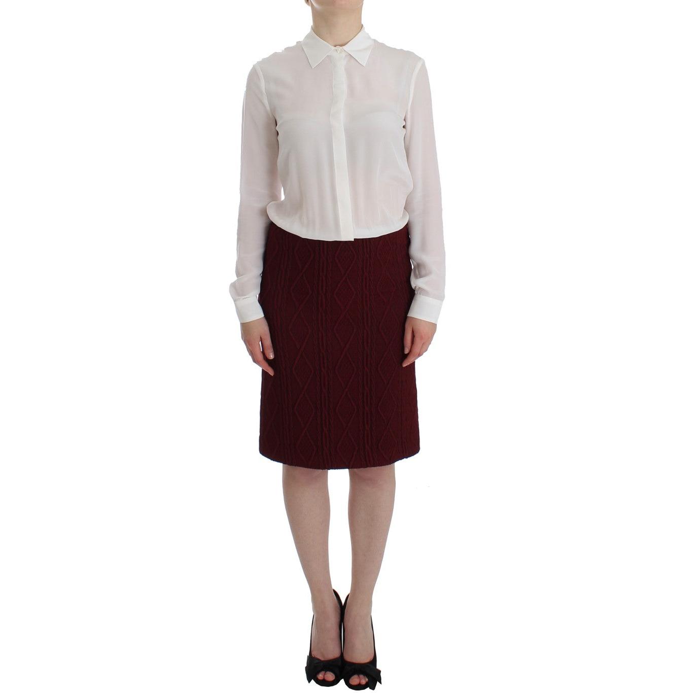 White Red Shirt Long Sleeve Wool Dress - coffeewithmee2