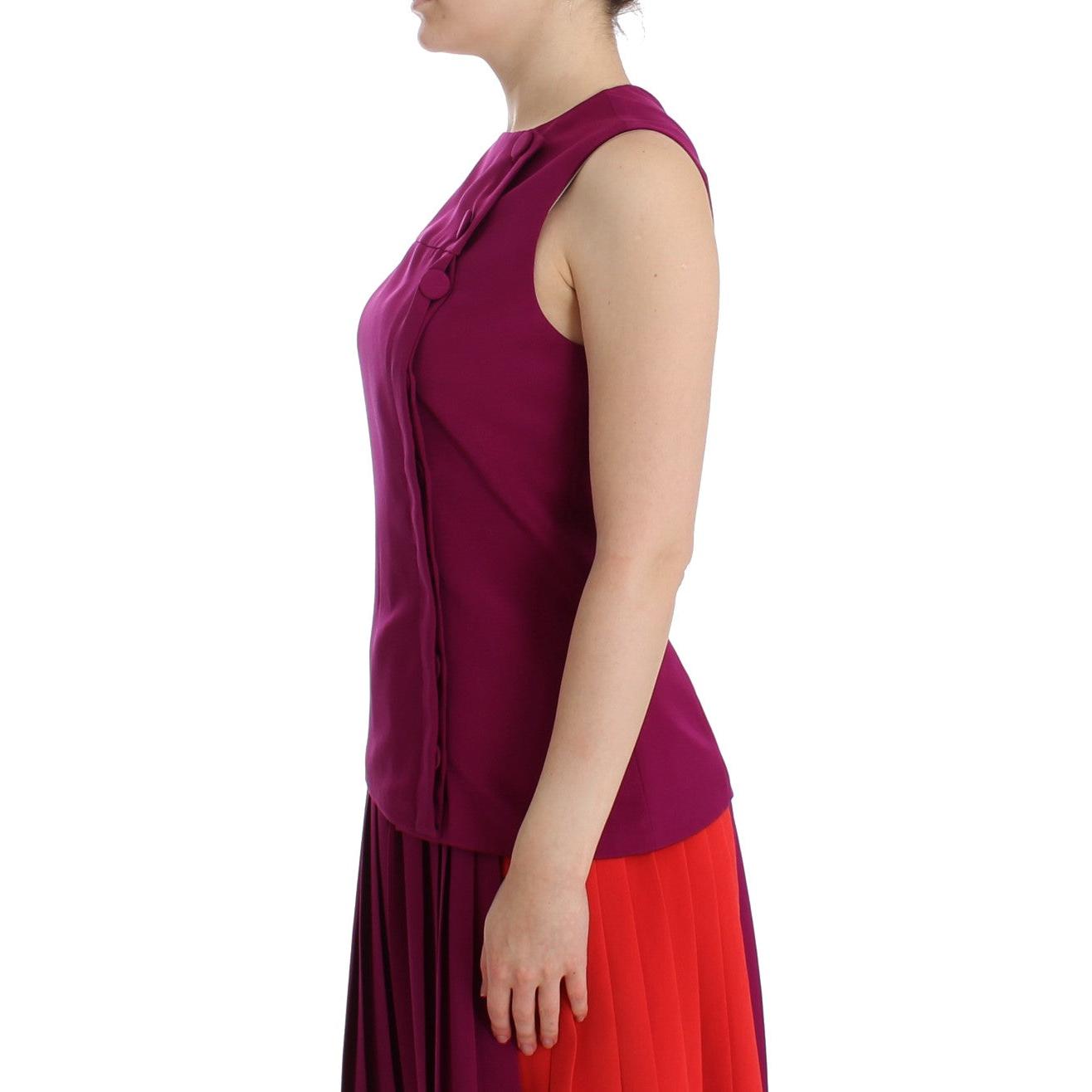 Purple Silk Sleeveless Blouse Top - coffeewithmee2