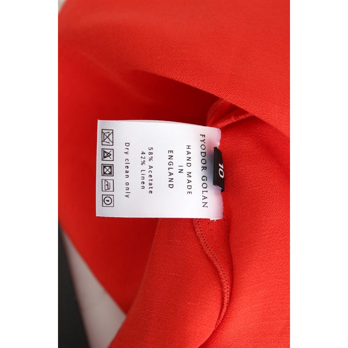 Red Mini Linen 3/4 Sleeve Sheath Dress - coffeewithmee2