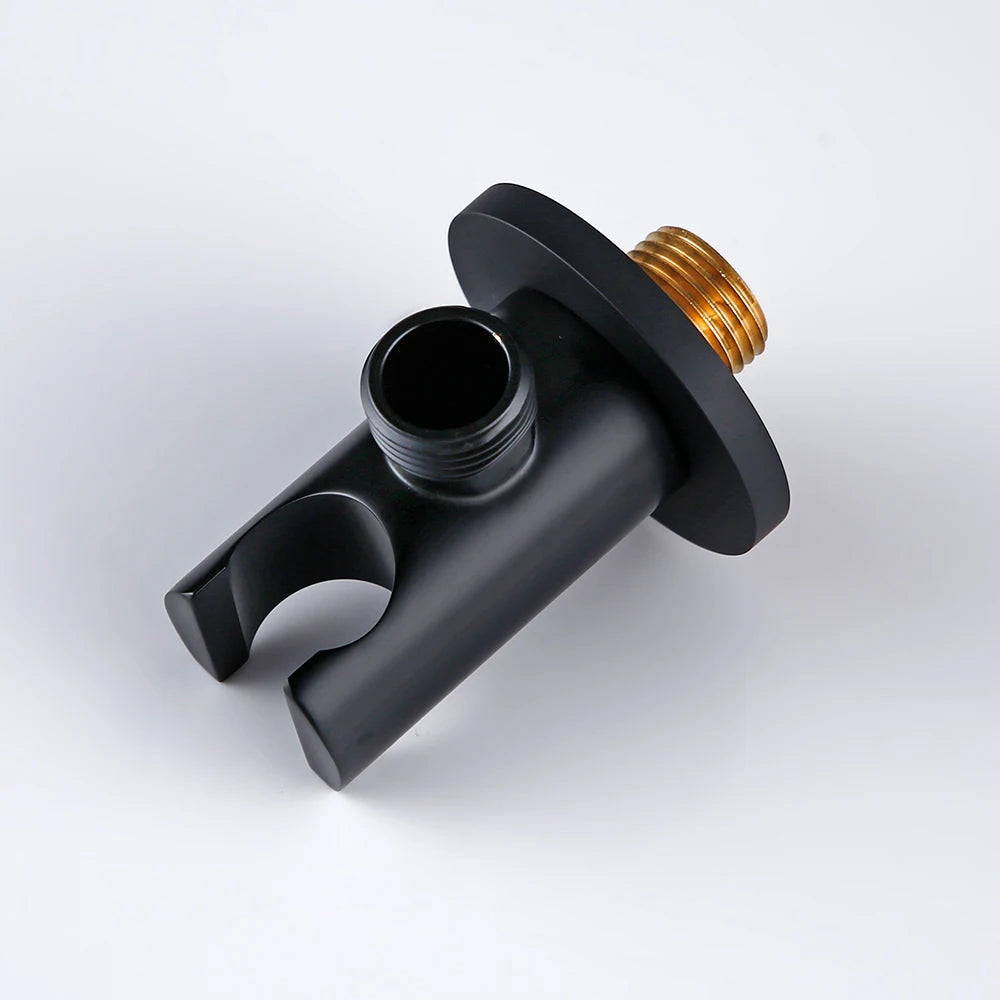Black round Brass Wall Mounted Bathroom Faucet Replacement Shower Stand