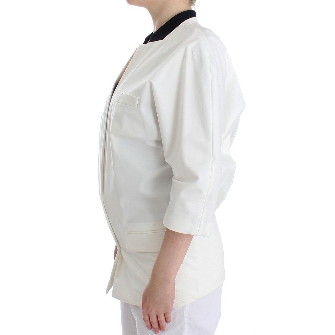 White Cotton Blend Oversized Blazer Jacket - coffeewithmee2