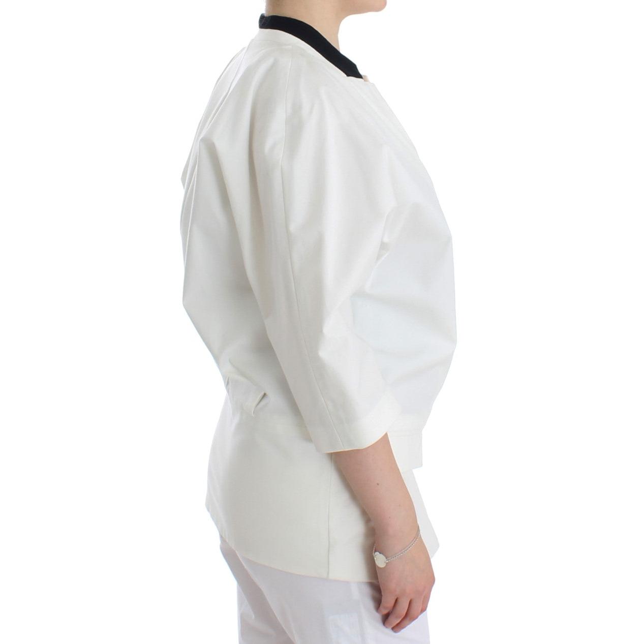 White Cotton Blend Oversized Blazer Jacket - coffeewithmee2