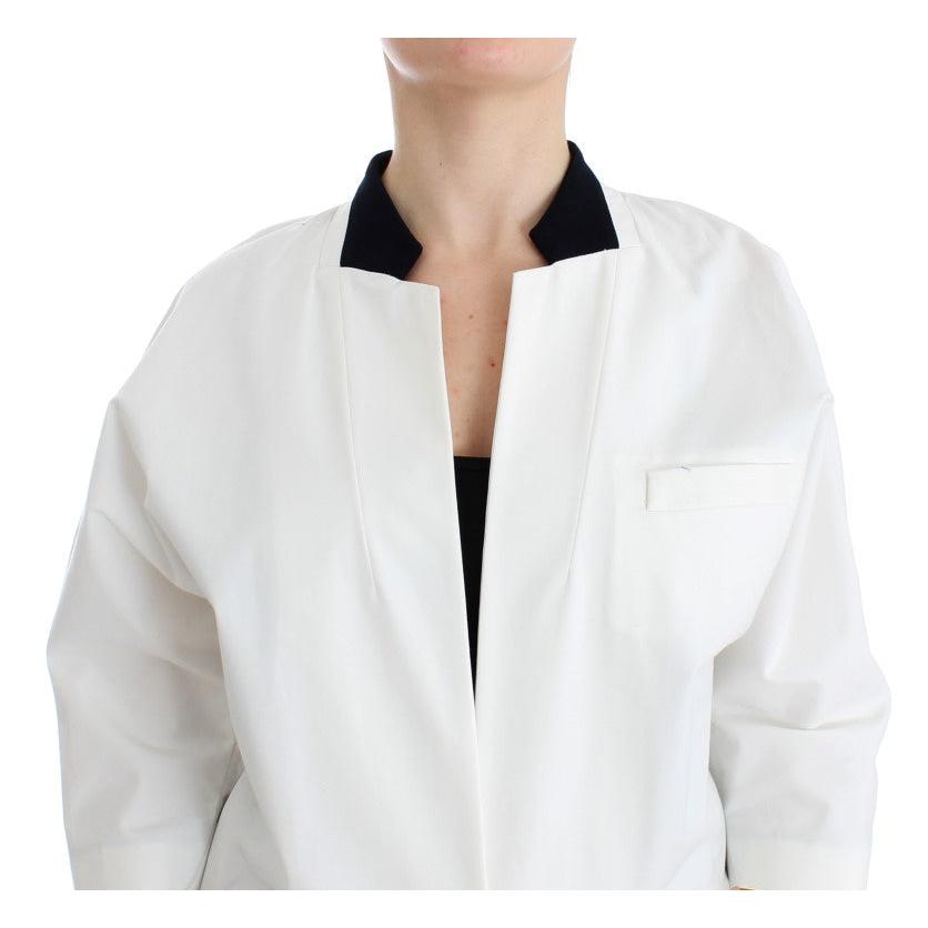 White Cotton Blend Oversized Blazer Jacket - coffeewithmee2