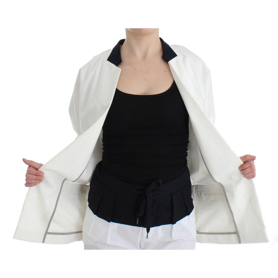 White Cotton Blend Oversized Blazer Jacket - coffeewithmee2