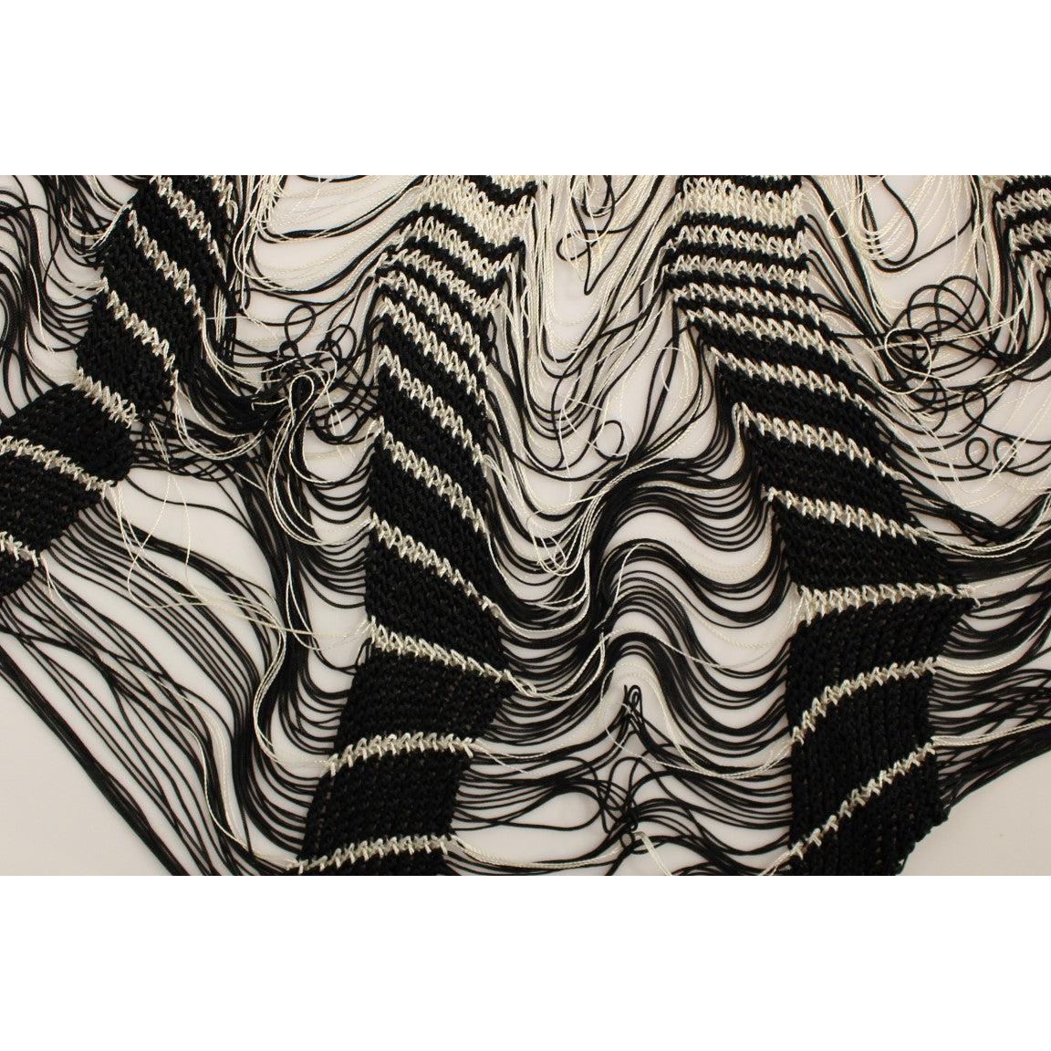 White Black Knitted Assymetrical Skirt - coffeewithmee2