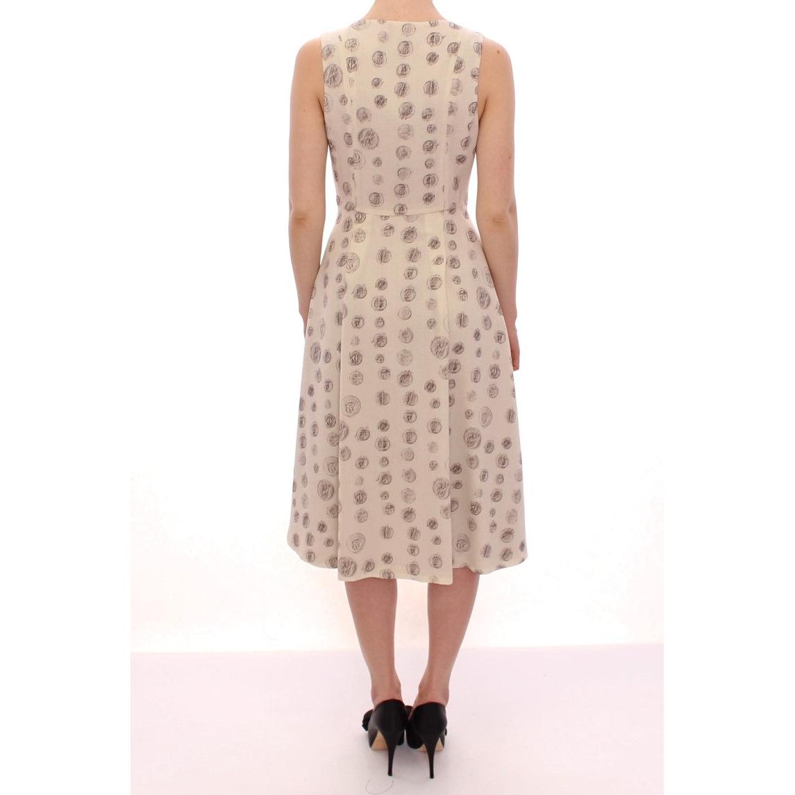 White Printed Shift V-neck Sheath Dress - coffeewithmee2