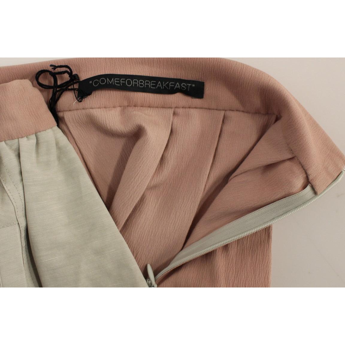 Pink Gray Knee-Length Pleated Skirt - coffeewithmee2