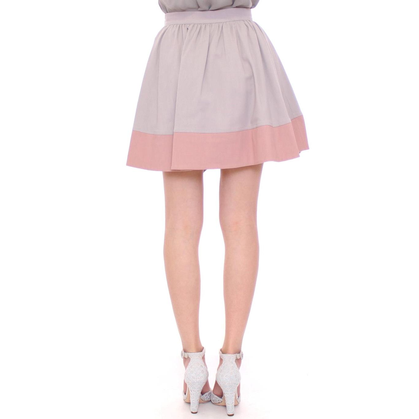 Pink Gray Mini Short Pleated Skirt - coffeewithmee2