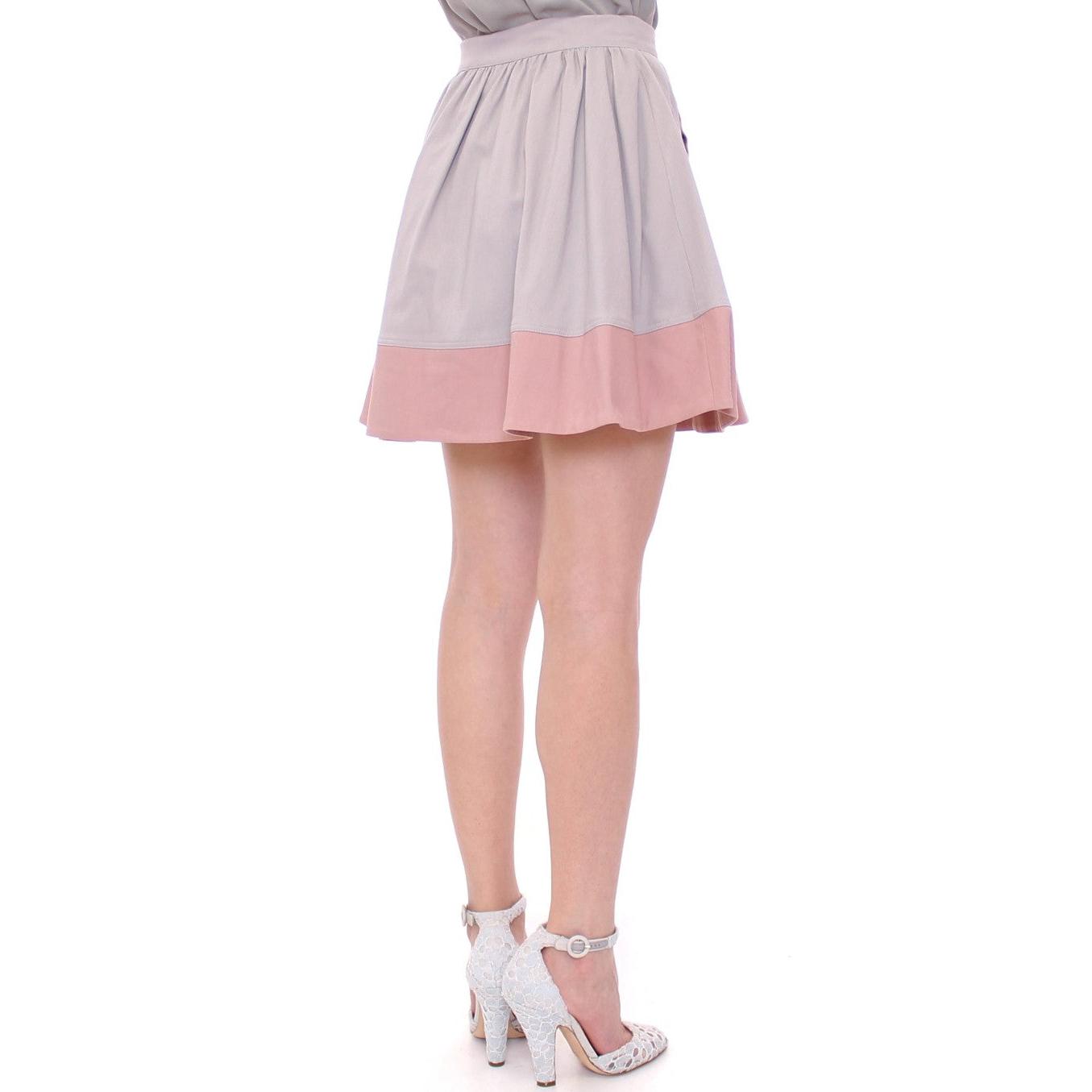 Pink Gray Mini Short Pleated Skirt - coffeewithmee2