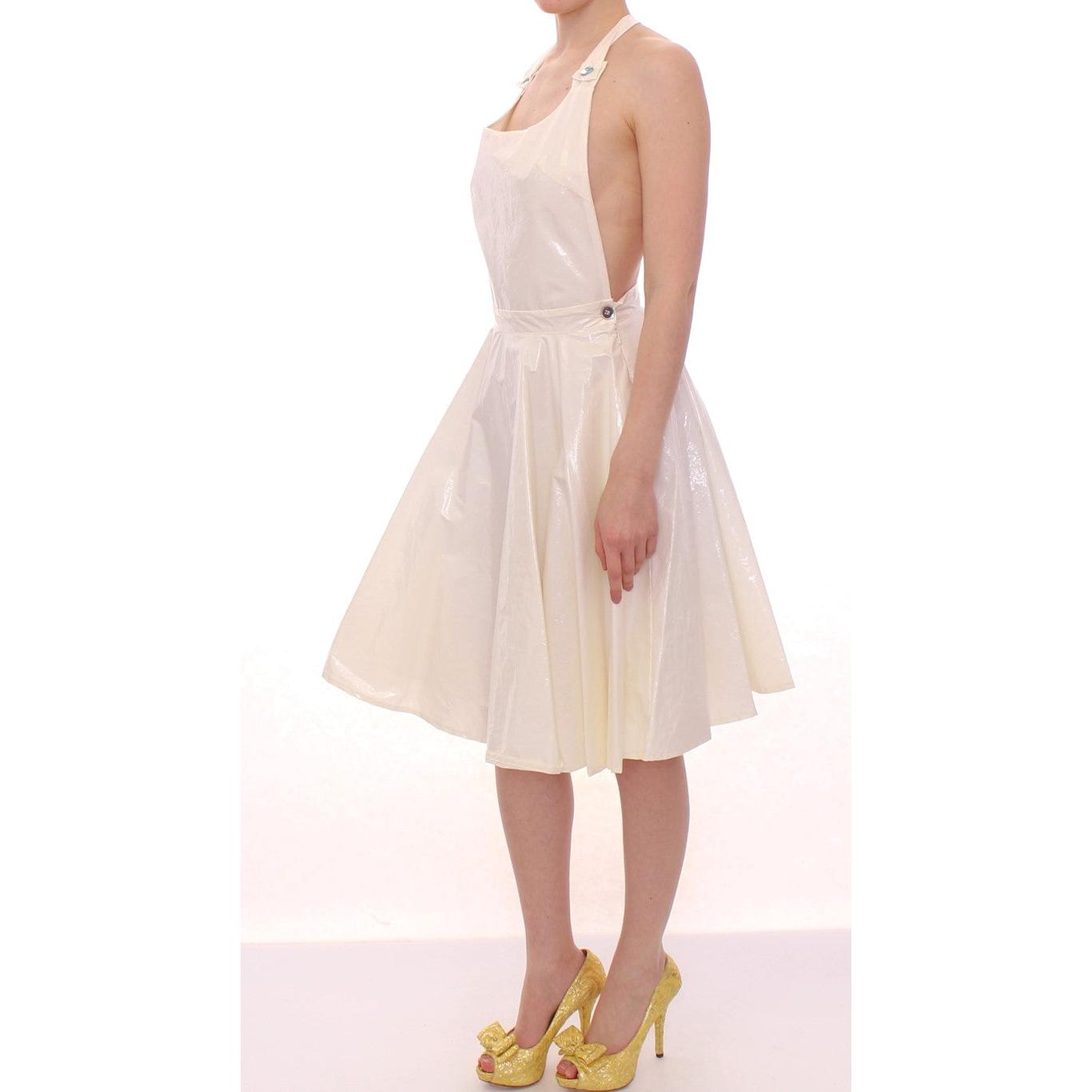 White Halterneck Knee Length Tea Dress - coffeewithmee2