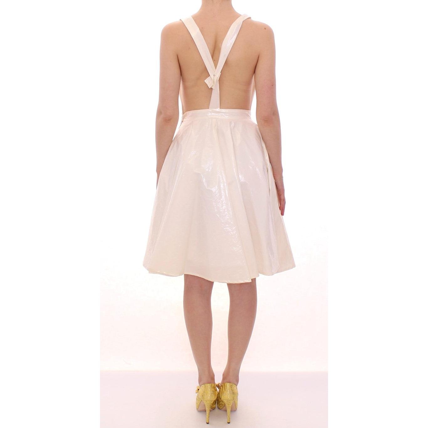 White Halterneck Knee Length Tea Dress - coffeewithmee2