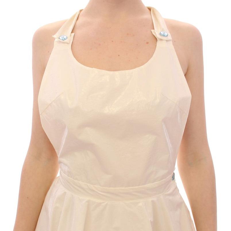 White Halterneck Knee Length Tea Dress - coffeewithmee2