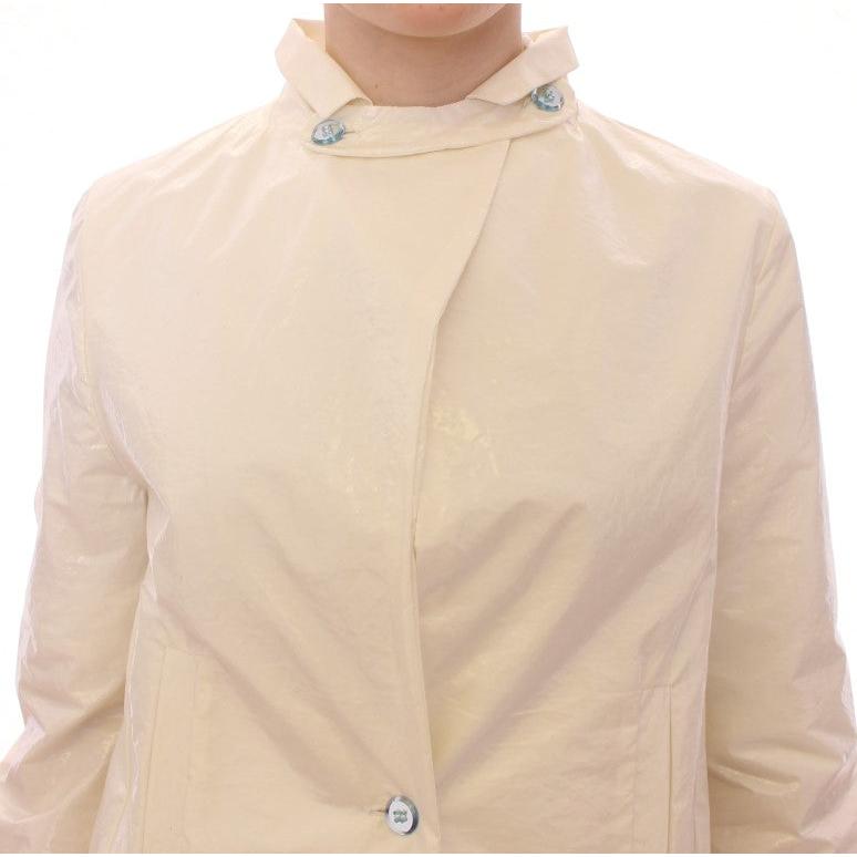 White Viscose Button Front Jacket Coat Trench - coffeewithmee2
