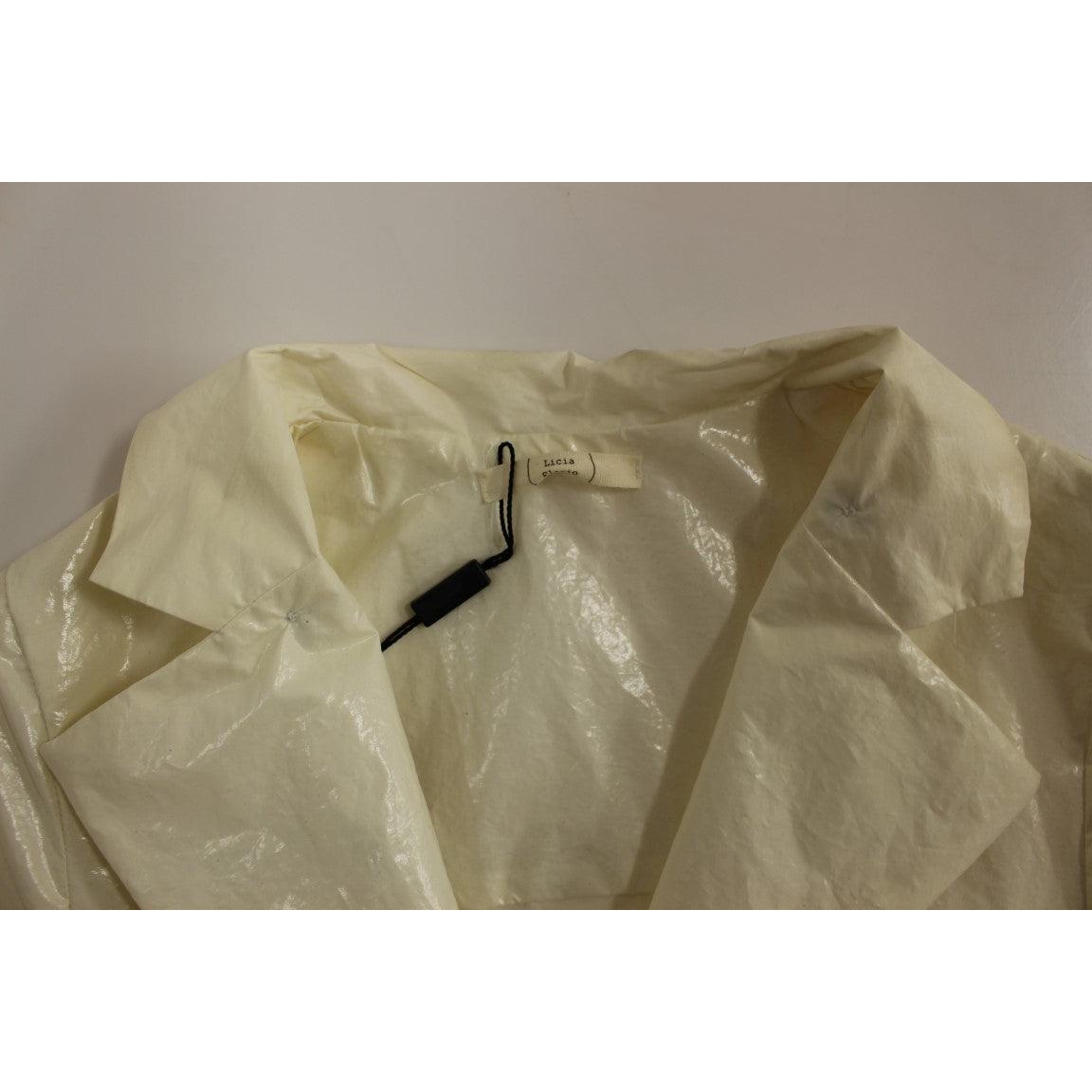 White Viscose Button Front Jacket Coat Trench - coffeewithmee2