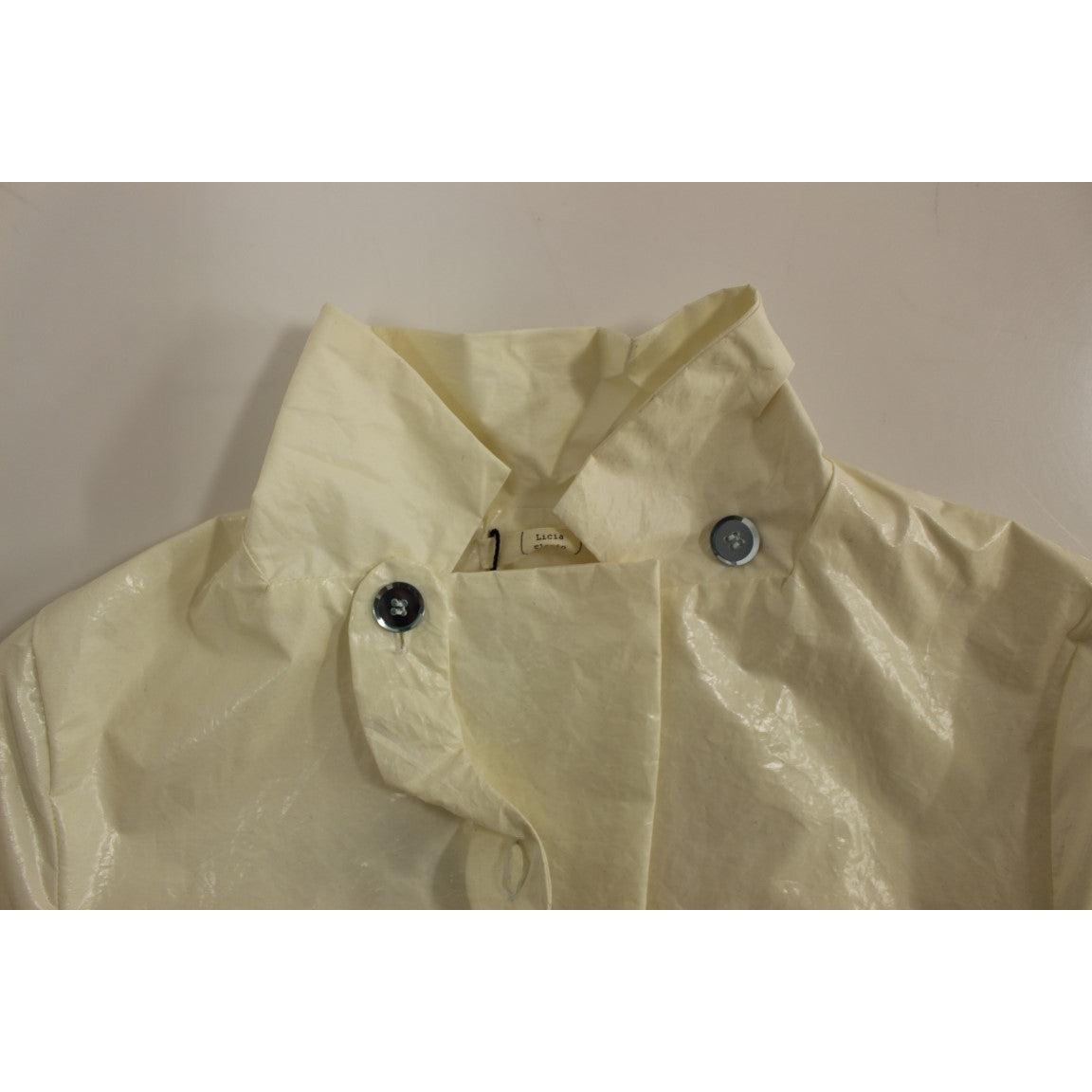 White Viscose Button Front Jacket Coat Trench - coffeewithmee2