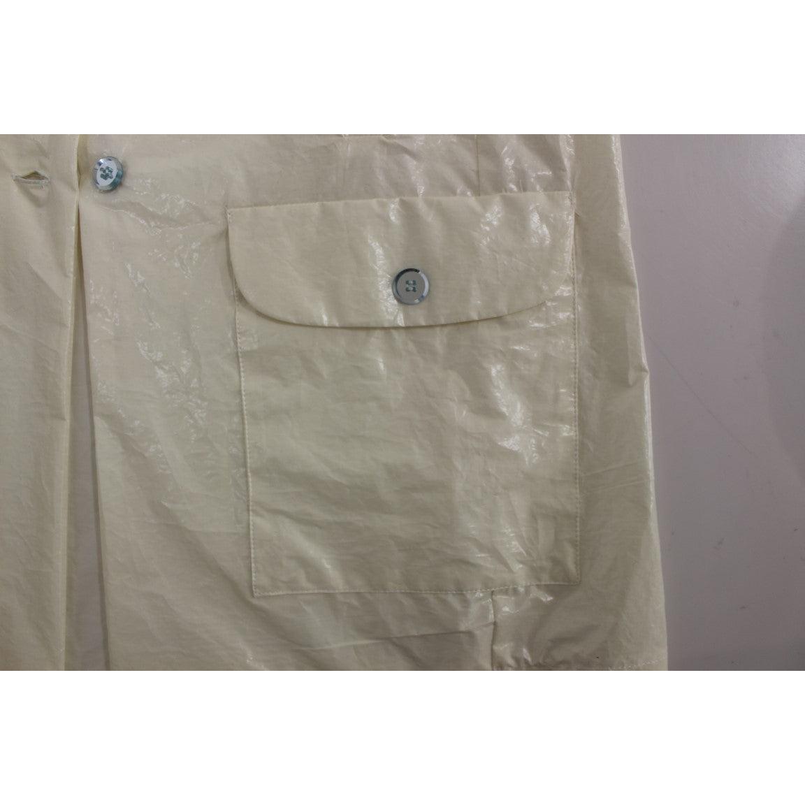 White Viscose Button Front Jacket Coat Trench - coffeewithmee2