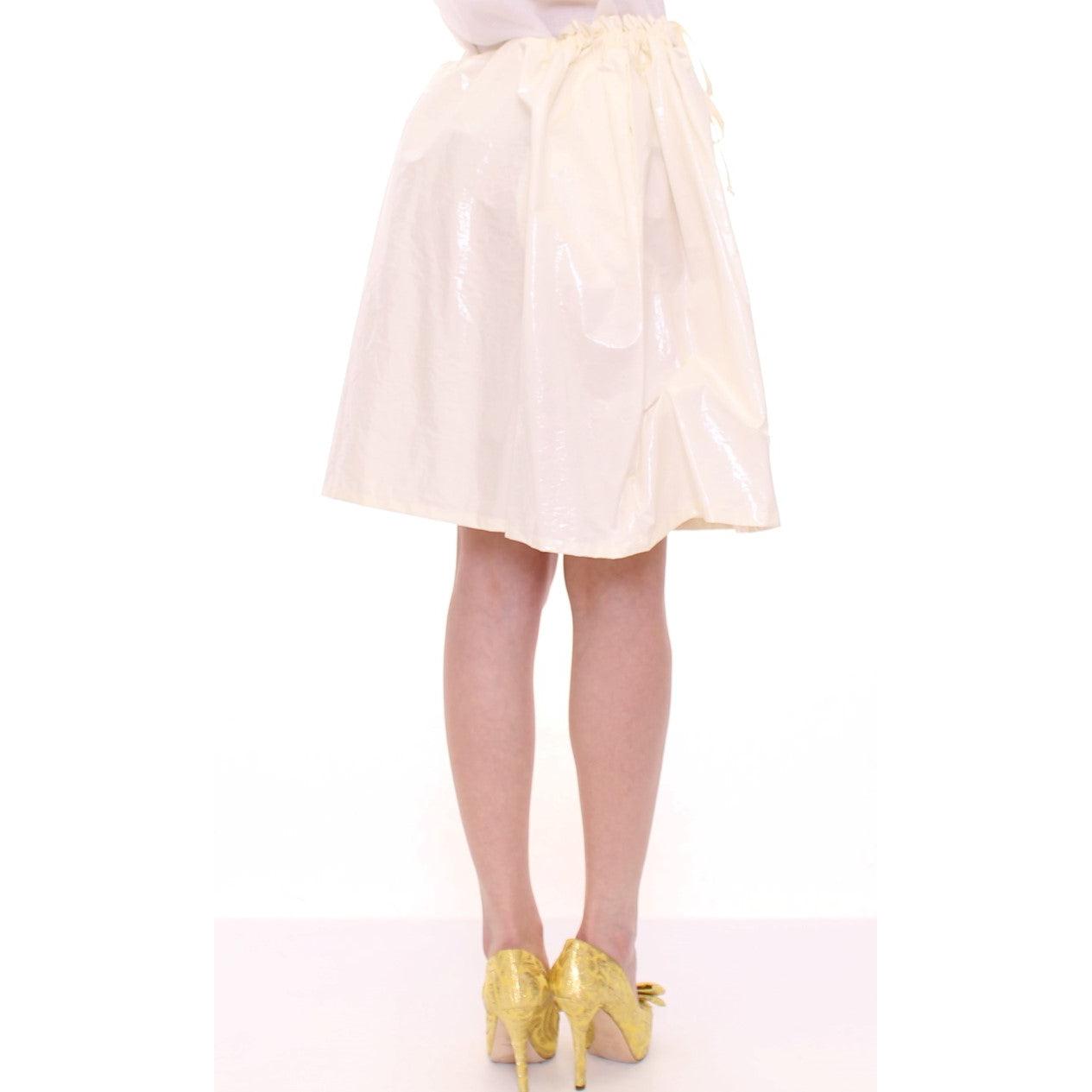 White Above-Knee Stretch Waist Strap Skirt - coffeewithmee2