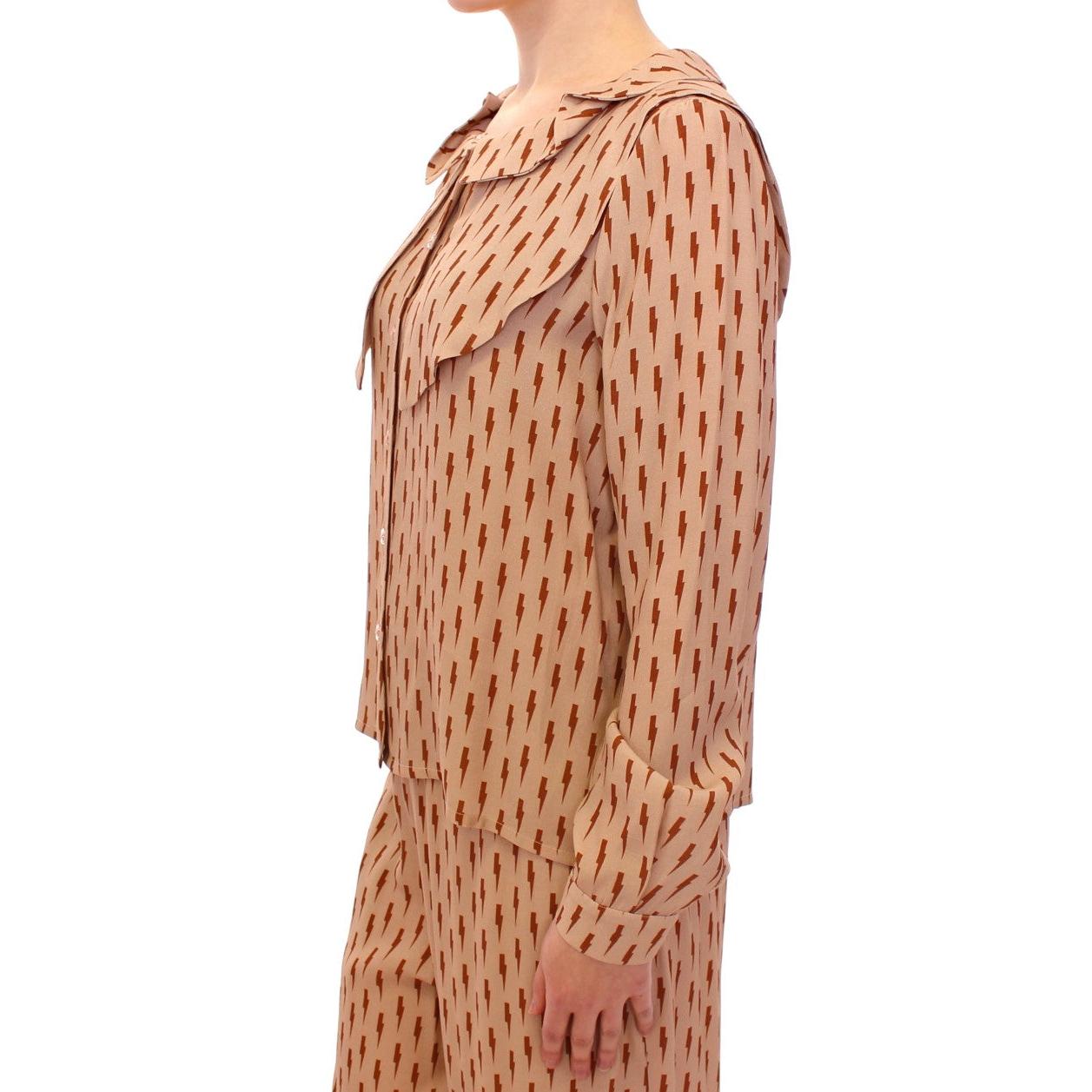 Pink Long Sleeve Button Front Blouse Shirt - coffeewithmee2