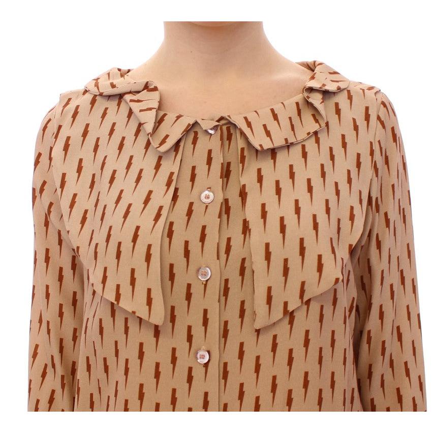 Pink Long Sleeve Button Front Blouse Shirt - coffeewithmee2