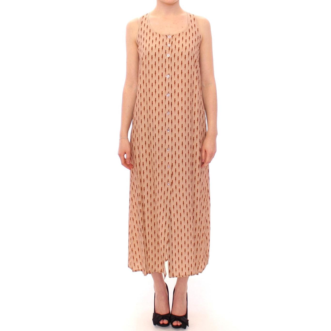 Pink Long Button Front Sleeveless Dress - coffeewithmee2