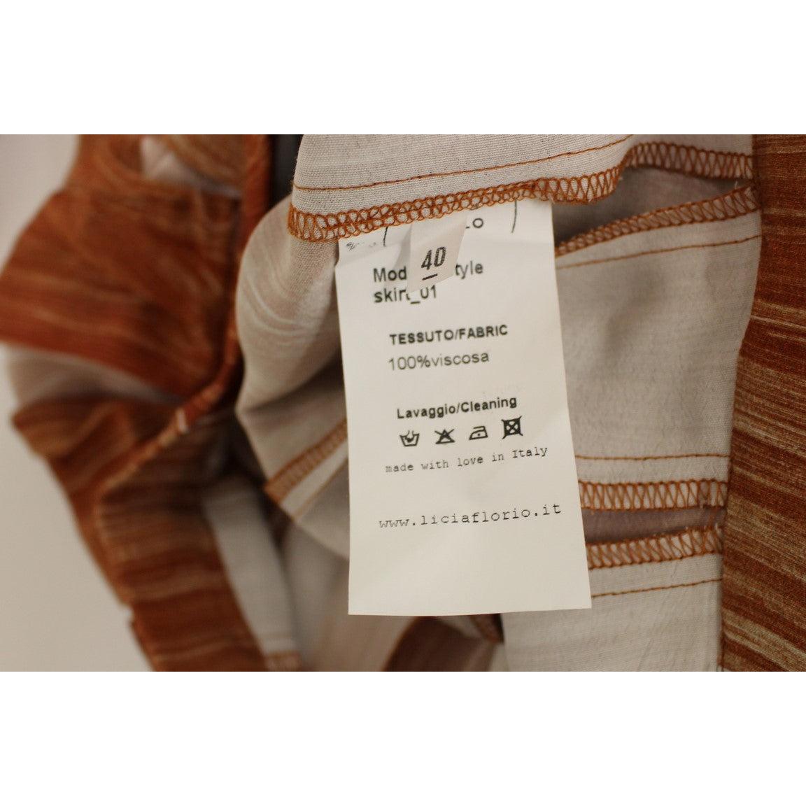 Brown Orange Below Knee Full Skirt - coffeewithmee2