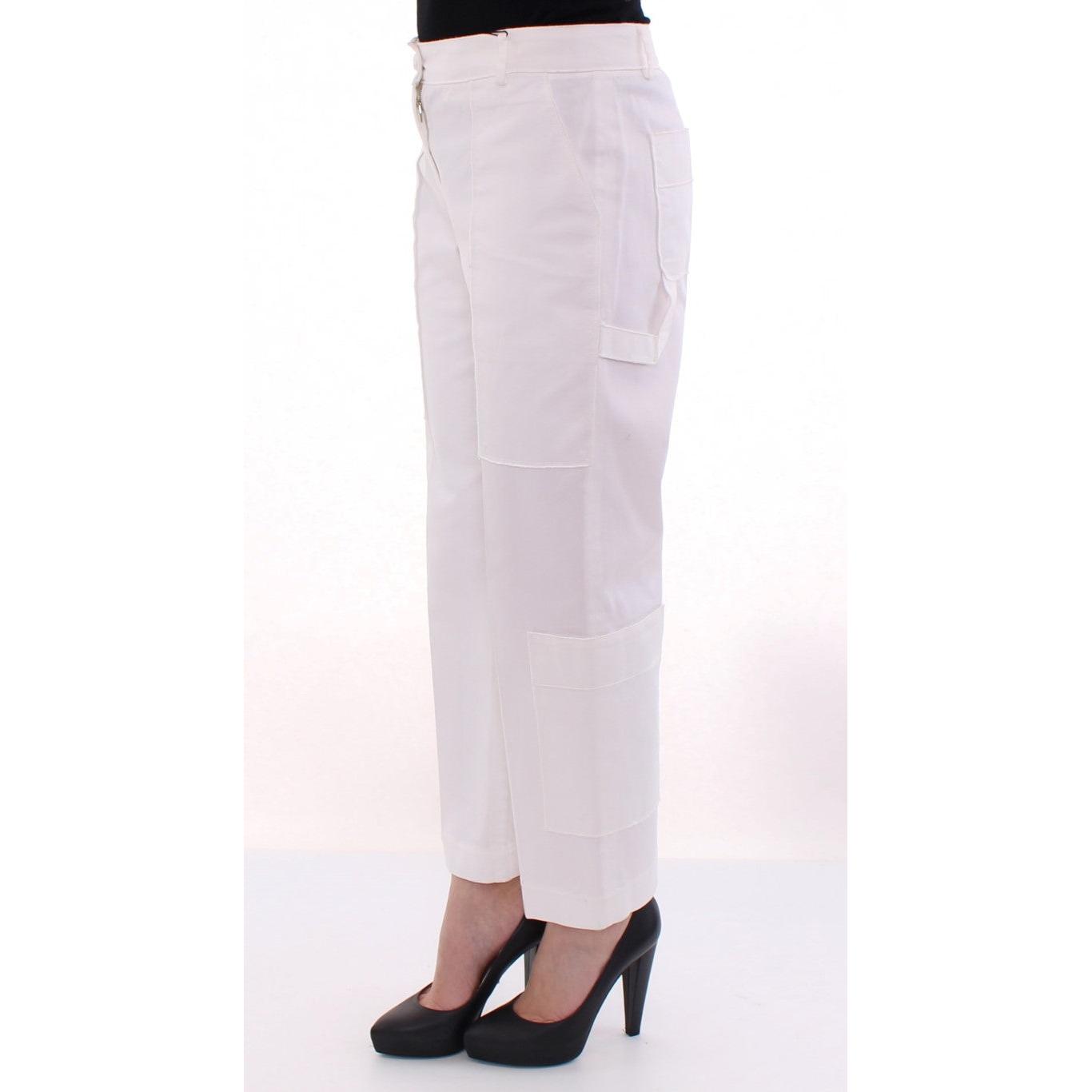 White Cotton Cropped Cargo Pants - coffeewithmee2